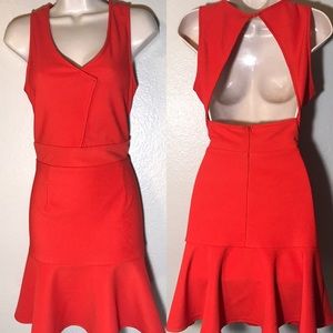 Pure Sugar Orange Red Open ruffled hem Dress